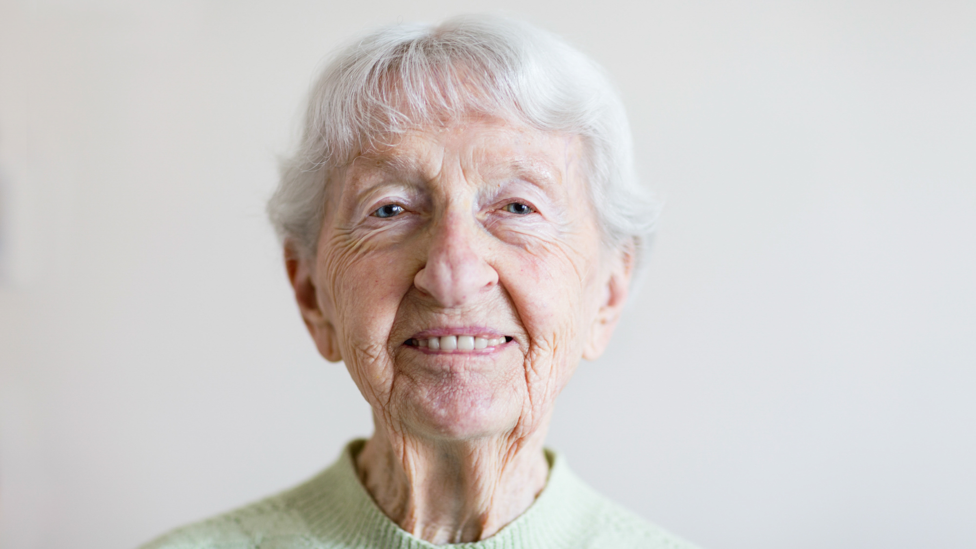 smiling elderly white woman
