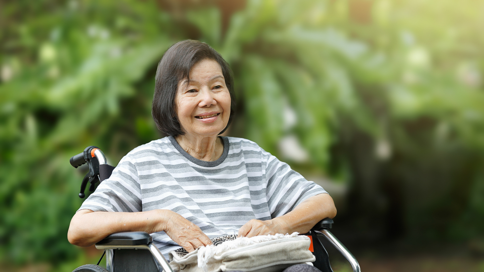 granny sitting on bench 