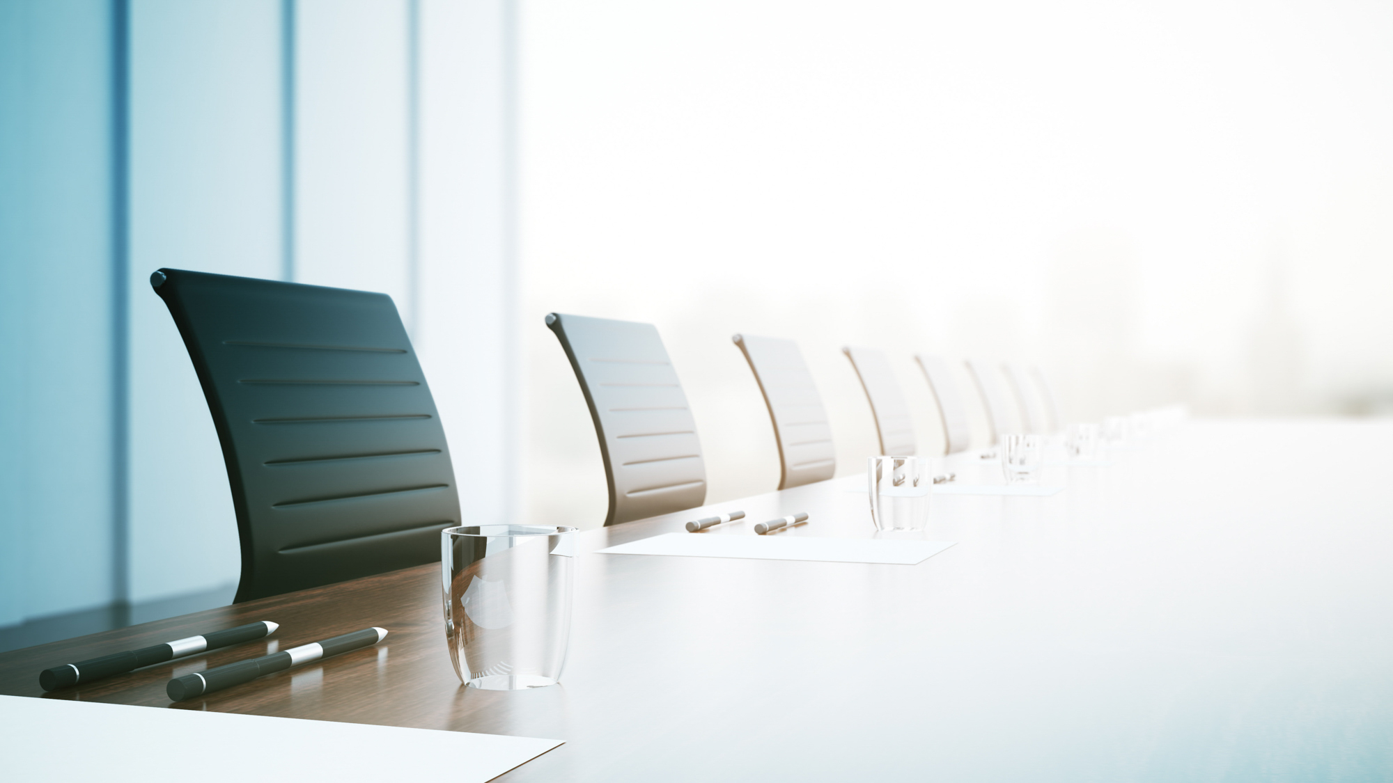 picture of empty conference room bathed in sunlight