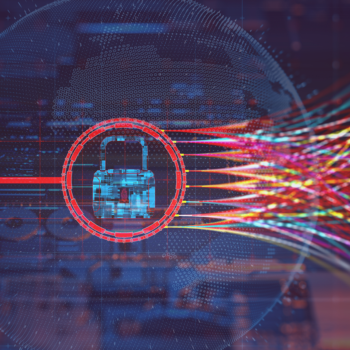 abstract padlock with data