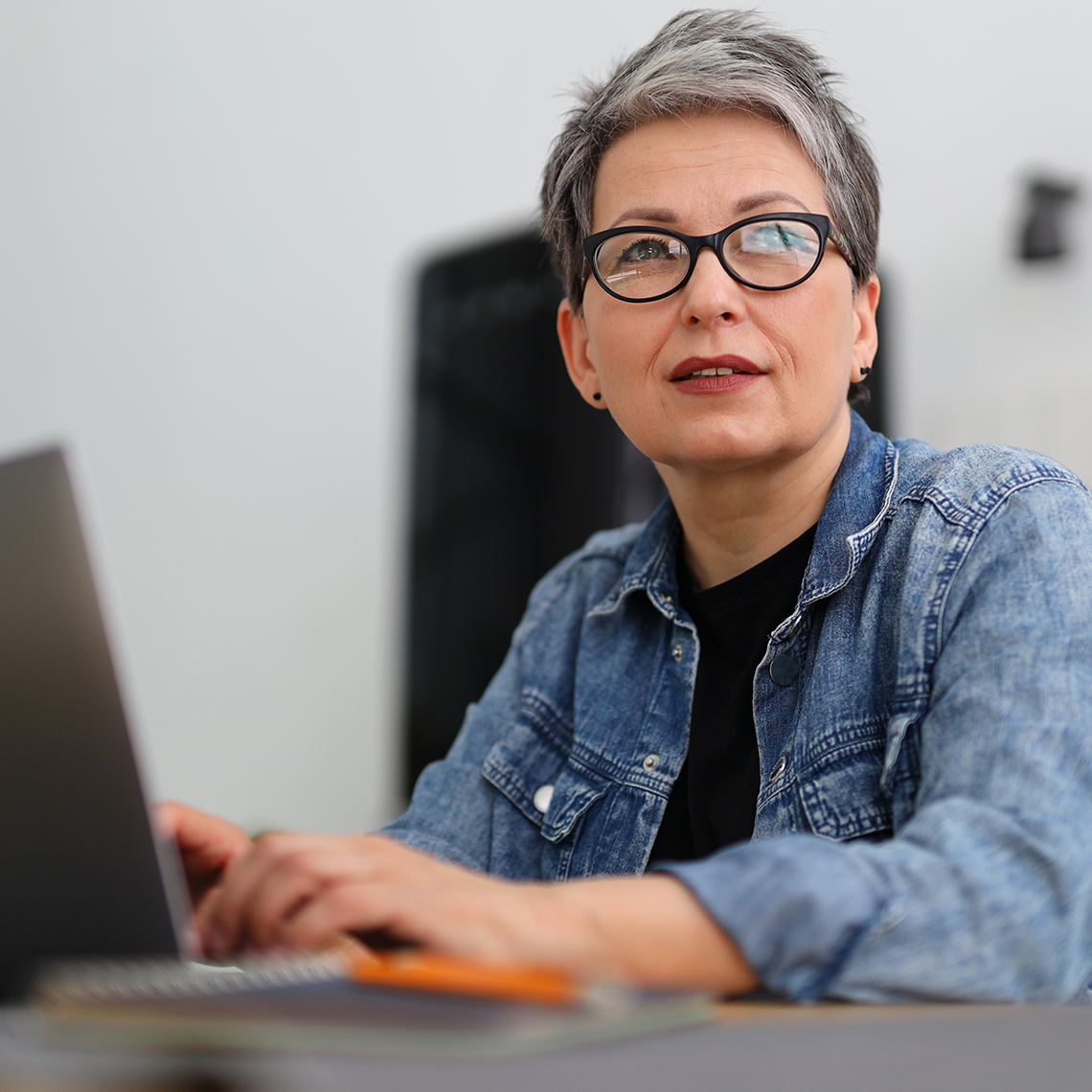 woman working at a computer