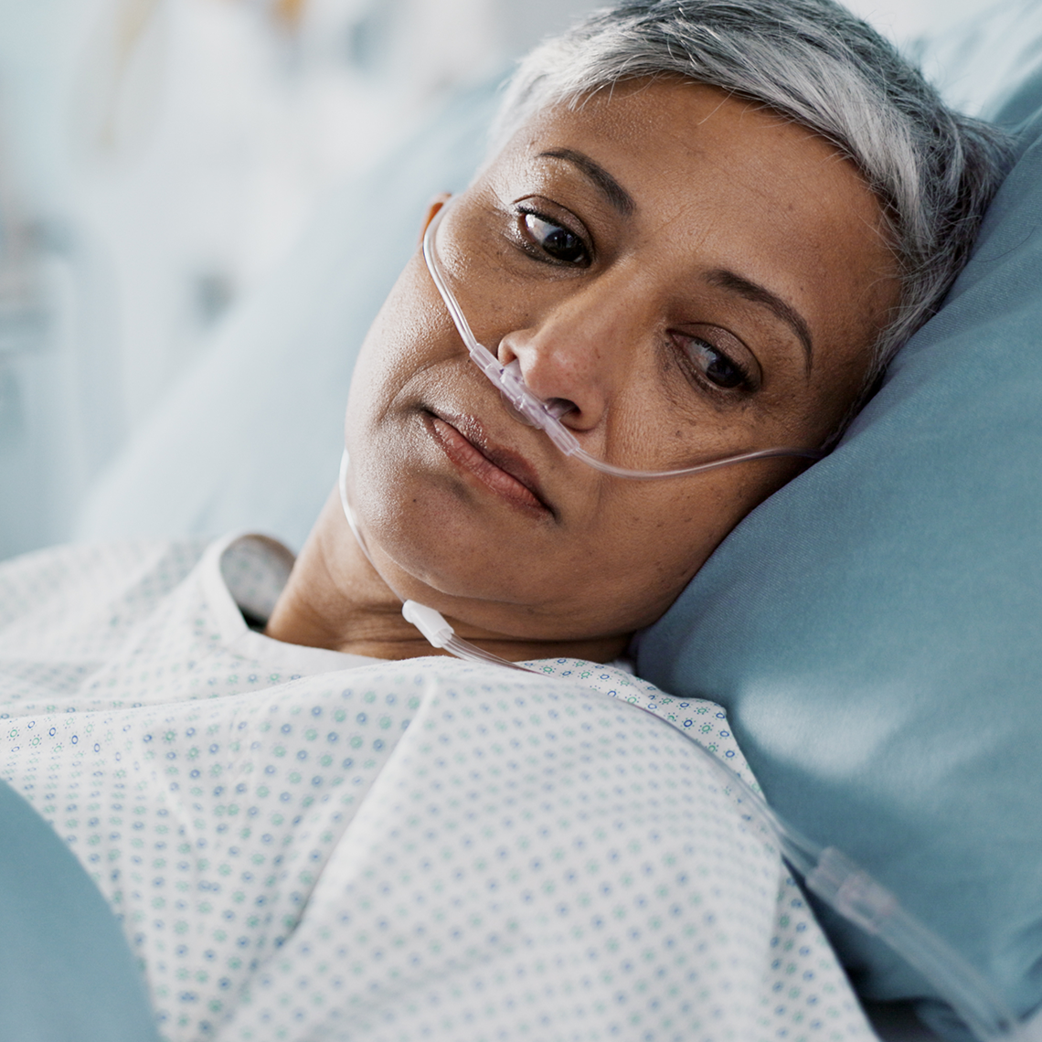 woman in a hospital bed