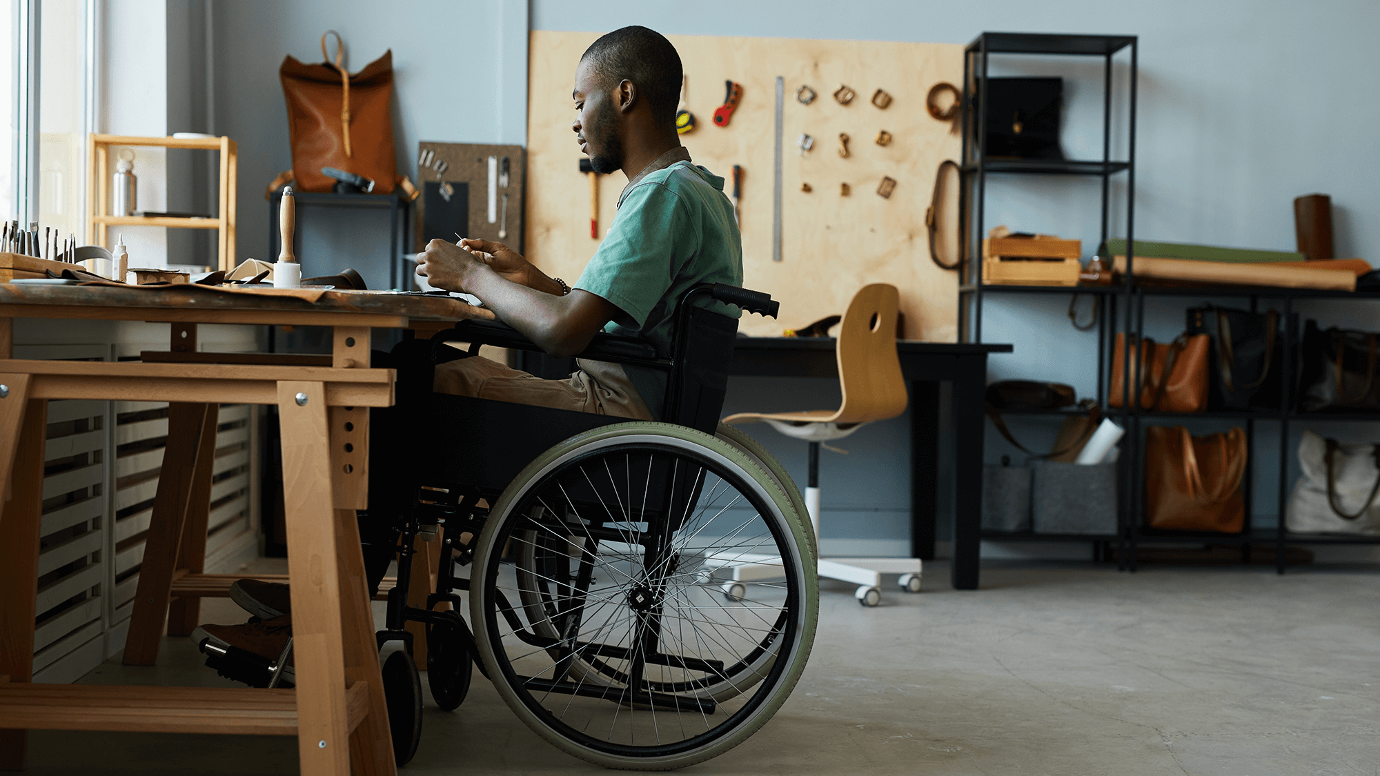 man at a workbench