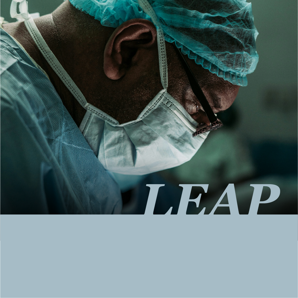 masked surgeon with course title and greyish bar on bottom