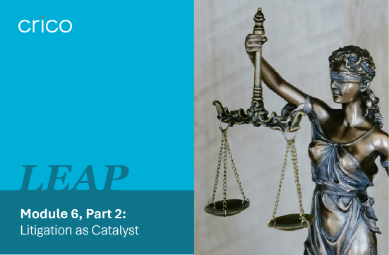 Picture of LEAP Module 6, Part 2 with scales of justice near it