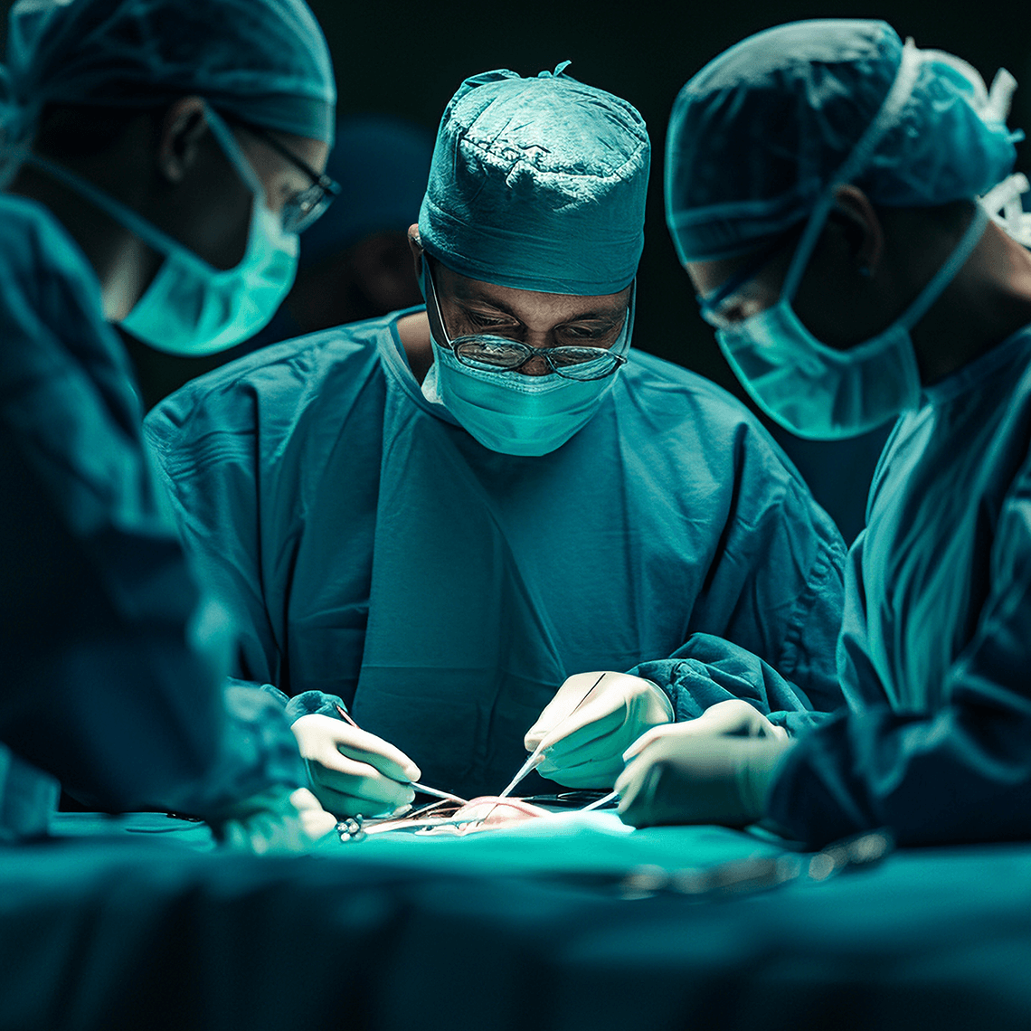 Three surgeons operating