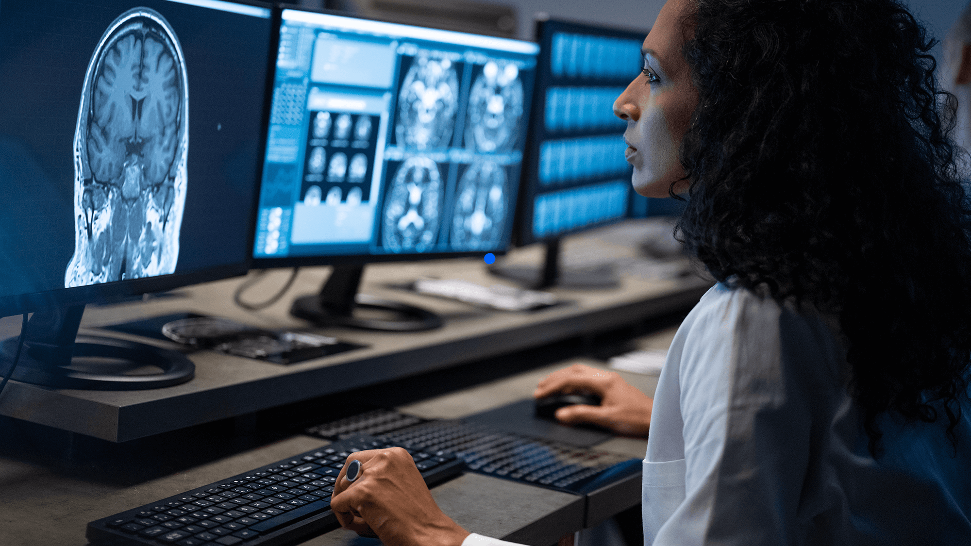 radiologist reviewing images