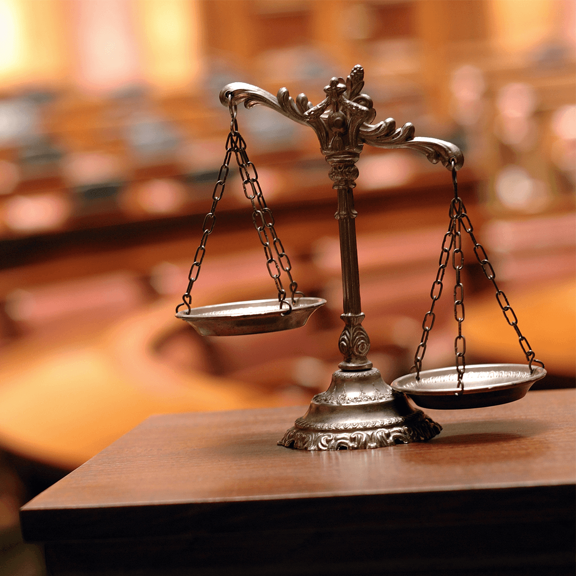 Scales in a courtroom